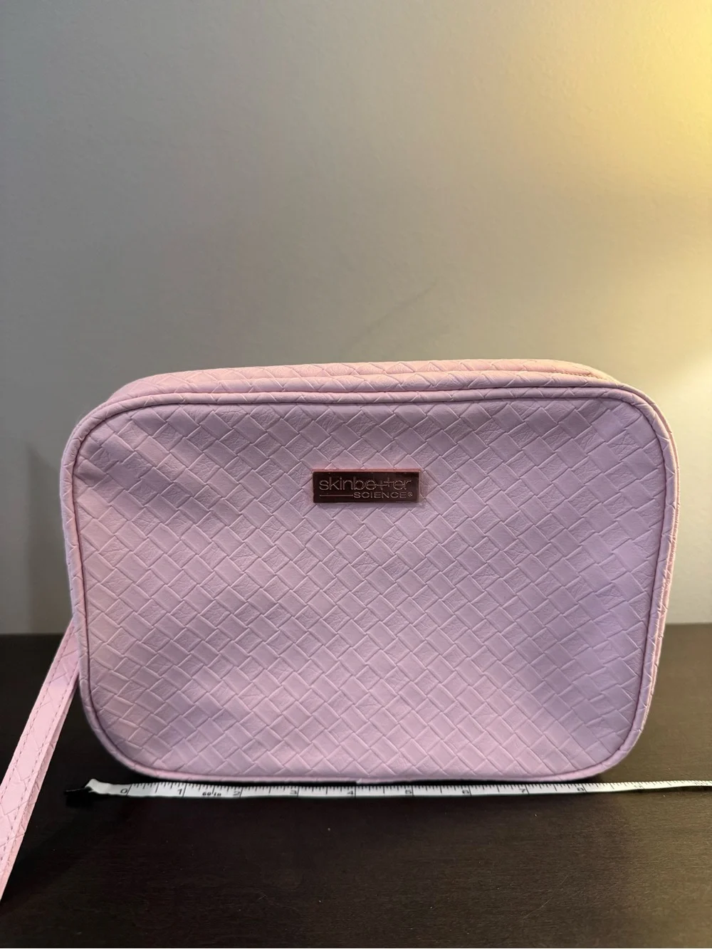 Skinbetter Science Pink Woven Cosmetic Bag 9” x 2” x 6.5” NEW